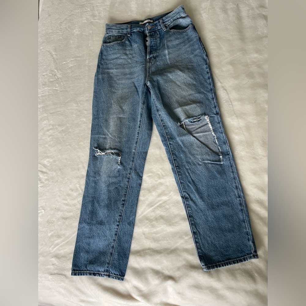 PacSun High Rise Straight busted knee